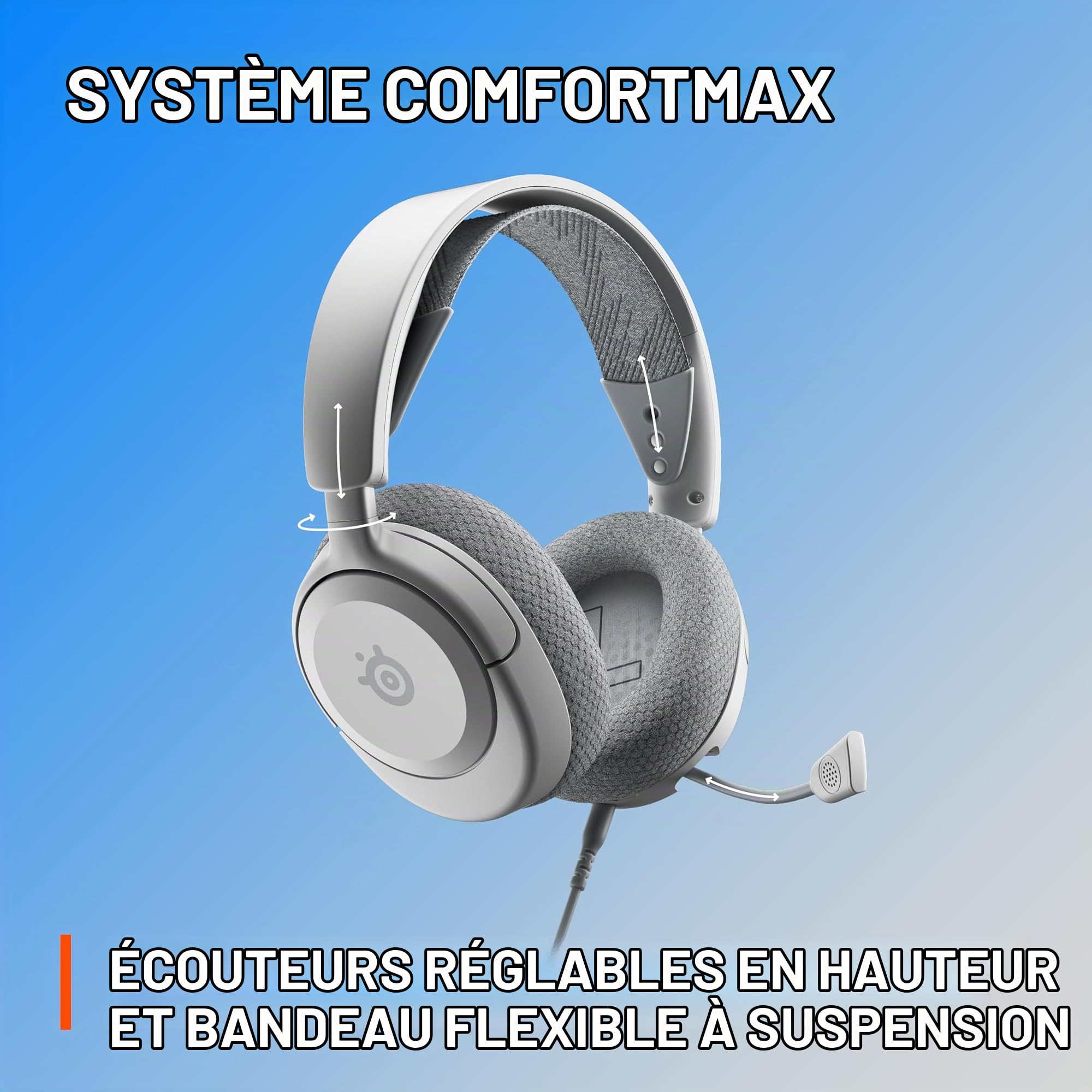 SteelSeries Arctis Nova 1P Casque de Jeu multisystème — Pilotes Hi-FI — Audio Spatial 360° — Conception Confortable — Durable — Léger — Micro antibruit — PS5/PS4, PC, Xbox, Switch - Blanc