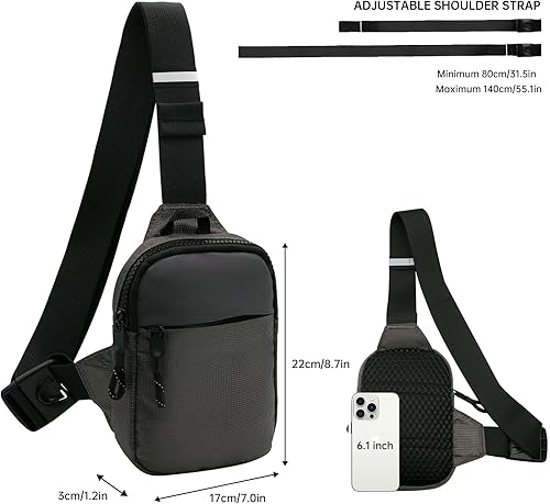 Miniatura 4 de Long Keeper Mini bolso bandolera Bolso cruzado pequeño impermeable para hombre y mujer, bolso casual para teléfono para viajes, senderismo