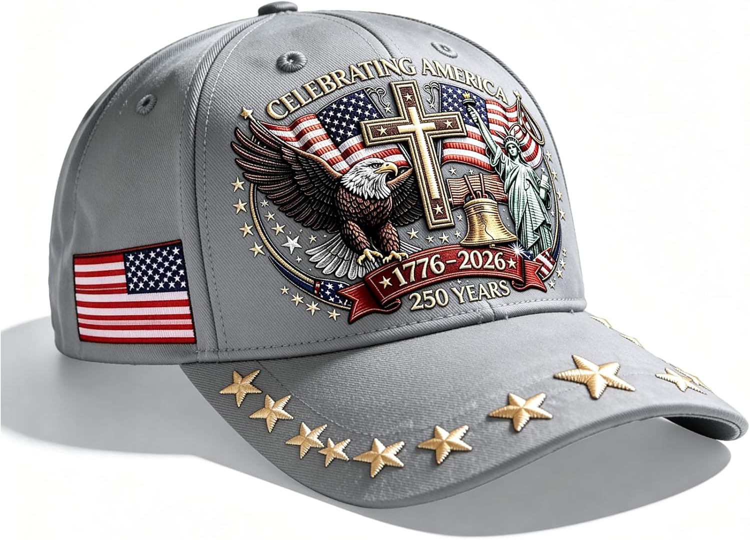 250 Anniversary USA Hat 250th Anniversary Eagle & Liberty & Cross Printed Pattern Baseball Cap for Men Women