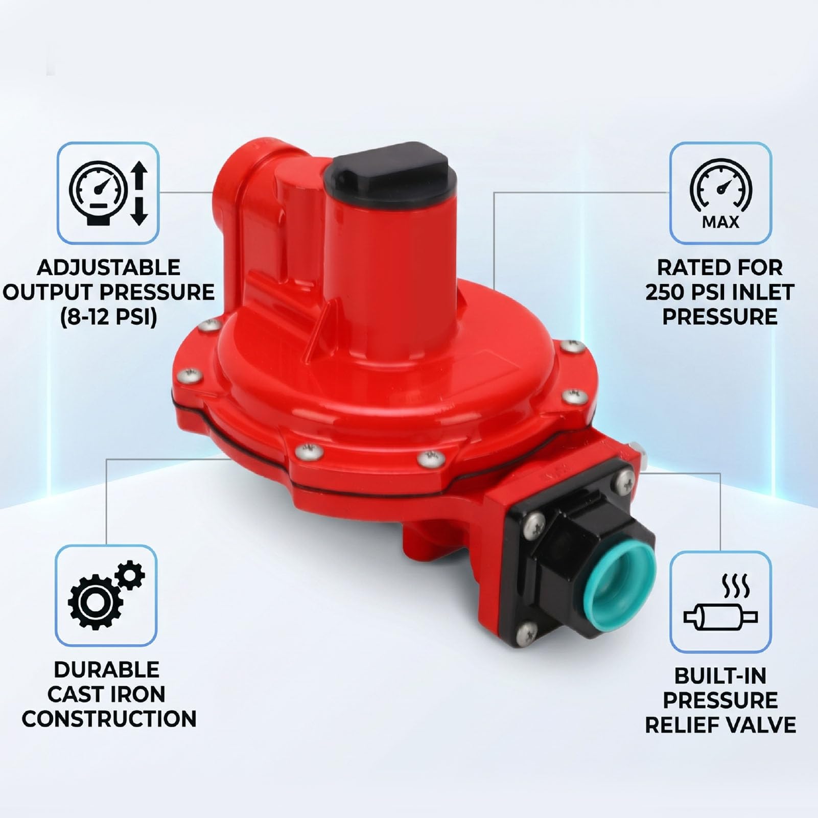 Fockety Regulator Gazu Ziemnego Regulowany, 4-6 PSI, Zawór 1/2 Cala NPT