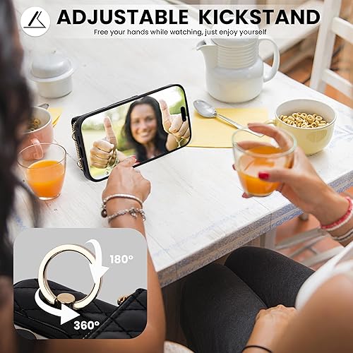 Miniatura 10 de Keallce Funda para iPhone 14 Pro Max de 6.7 pulgadas, cartera cruzada con cremallera para mujer, tarjetero con bloqueo RFID, soporte de cuero con