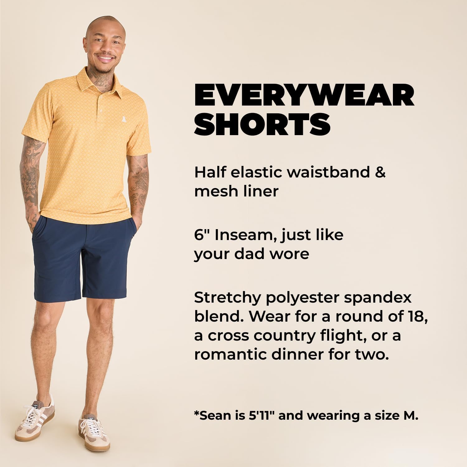 Chubbies Everywear Men’s Shorts – Mens Shorts Casual 6in Inseam, Elastic Waist, Water-Resistant, Zipper Pocket