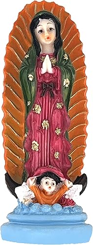 Nuestra Señora de Guadalupe - Estatua de resina de colores católicos religiosos (10 pulgadas)