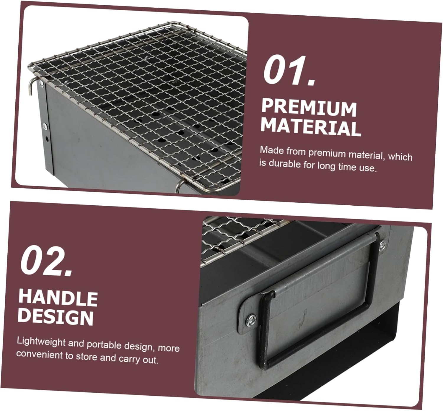 POPETPOP Portable Iron Alloy Barbecue Grill for Camping Outdoor Cooking and Picnics Rust and Easy to Clean Bbq Stove Design