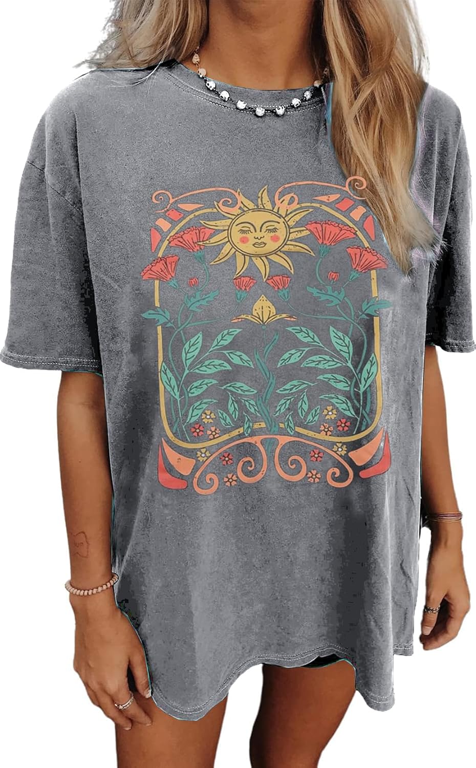 Womens Oversized Tshirt Graphic Tees Summer Casual Short Sleeves Tops Beach Vacation Clothes