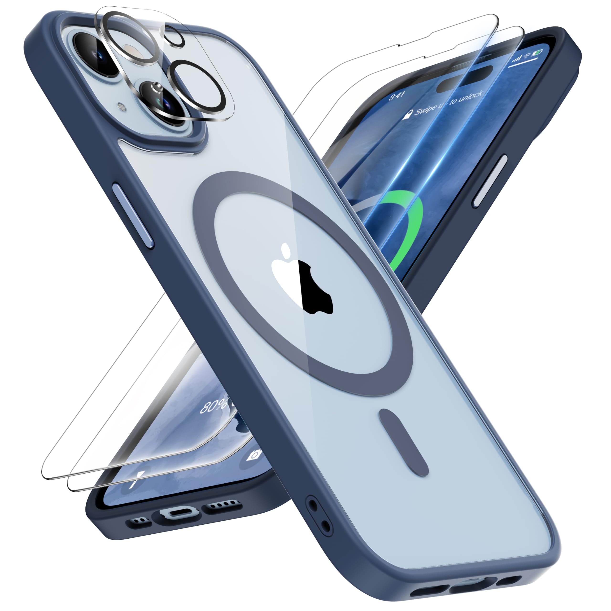ORETECH Hülle für iPhone 17/17 Pro Max/16 Plus/15 Pro/14/13/12/11/XR/X/SE mit 2 Schutzfolie
