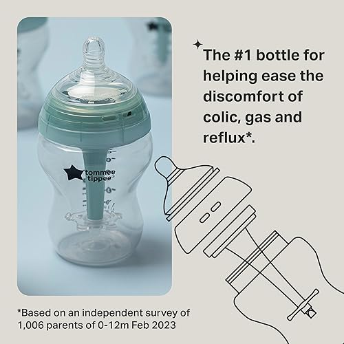 Miniatura 3 de Tommee Tippee Advanced - Juego de biberones y chupetes anticólicos Fussy de 0.0 ft+, biberones autoferilizantes de 5 onzas y 9 onzas, pezones de