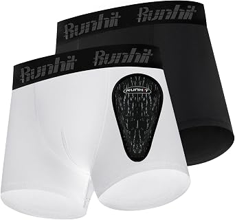 Runhit Boys Baseball Cup Underwear Football Cup Boxer Brief Youth Compression Shorts with Soft Protective Athletic Cup
