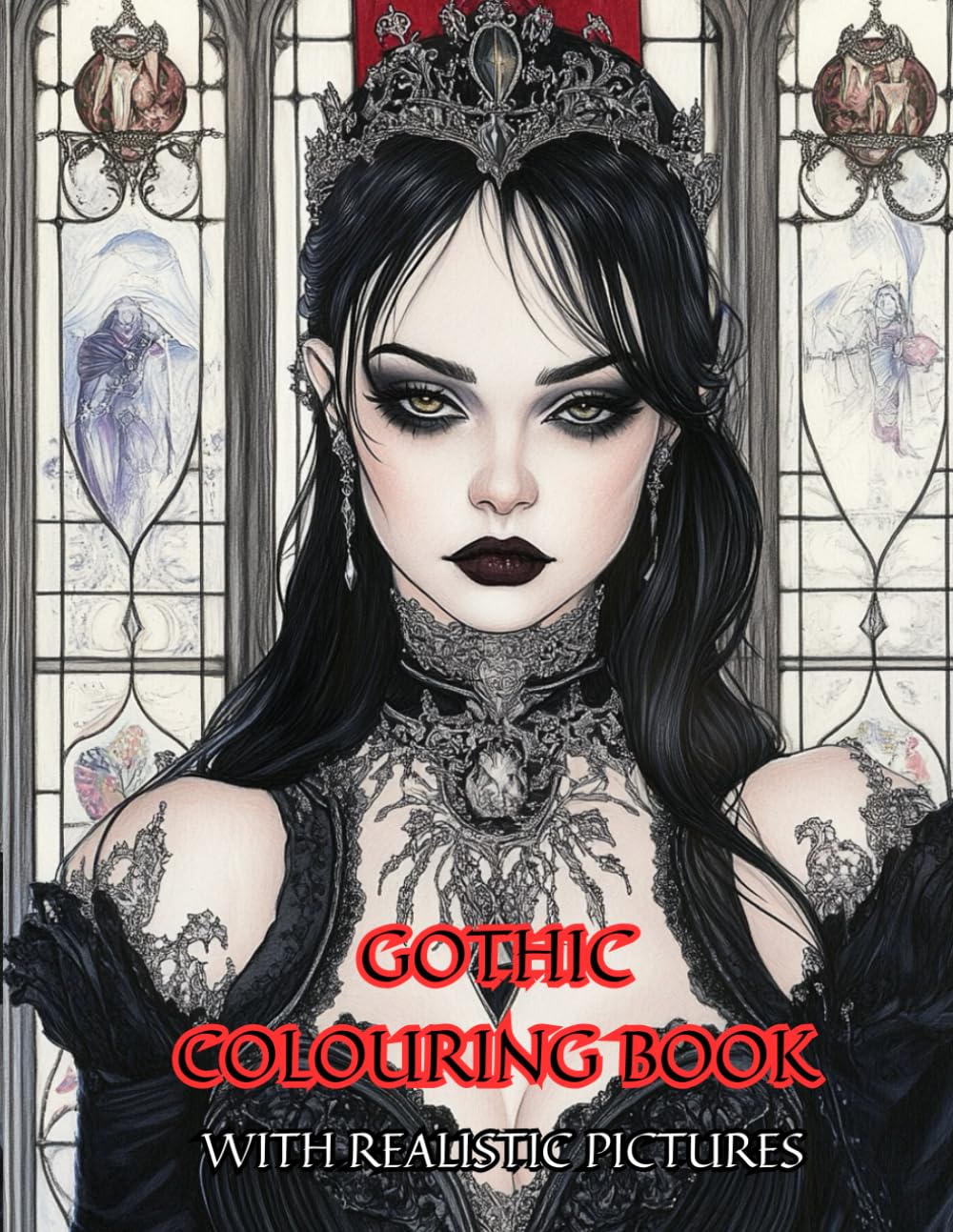 Gothic Themed Colouring Book for Adults Stress Relief Coloring