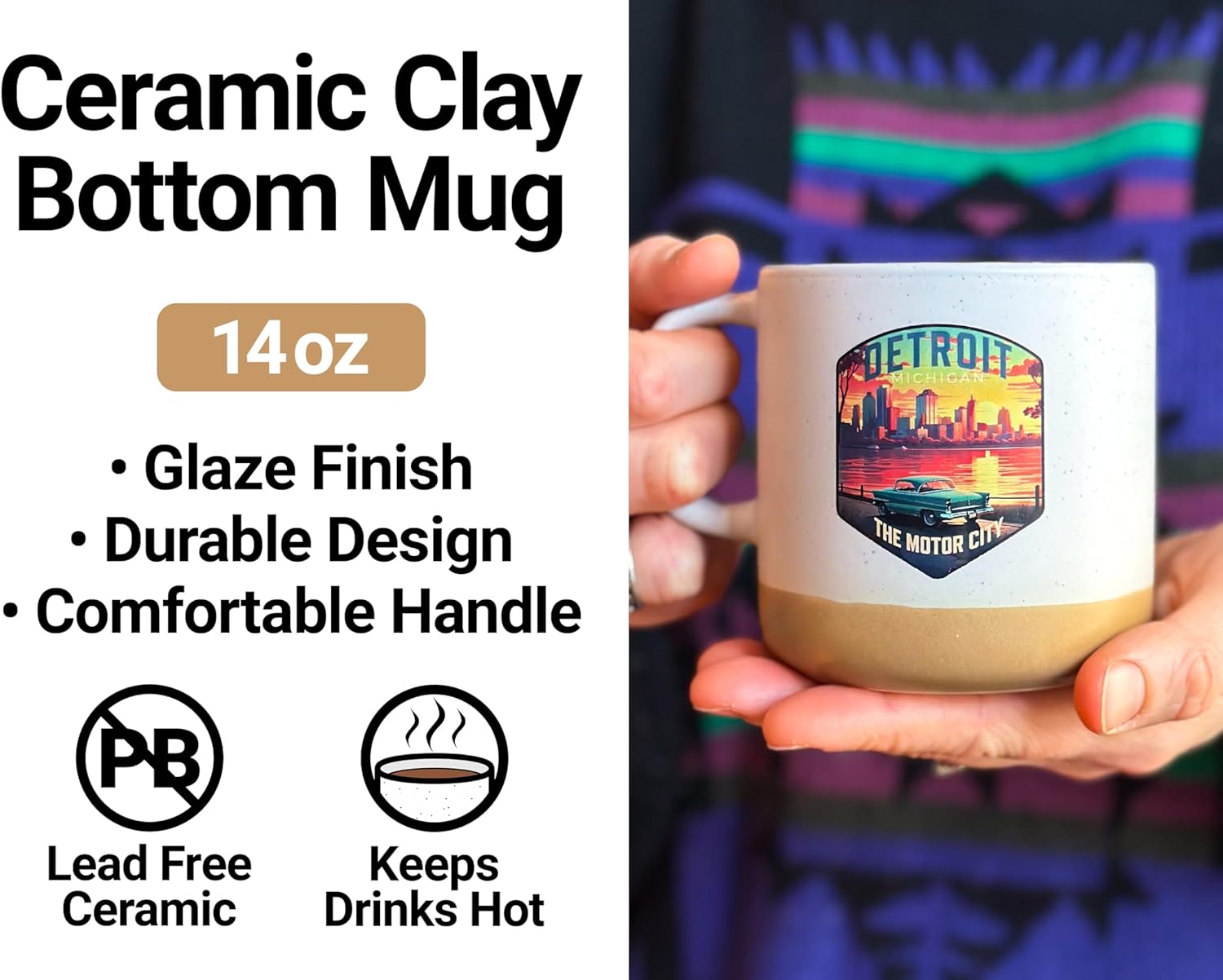 R and R Imports Tennessee Knoxville Volunteers 14 oz Mug with Clay Bottom Officially Licensed Collegiate Product Single - Image 2