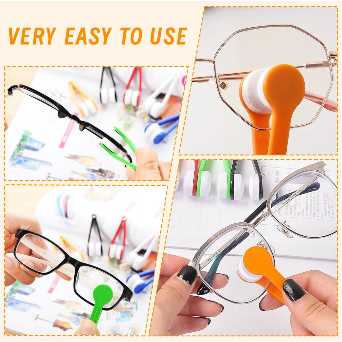 JEYORZY 5 Piezas Limpiador De Ojos, Limpiador De Gafas, Limpiador De Vidrio Portátil, Cepillo De Limpieza De Lentes Portátil De Microfibra