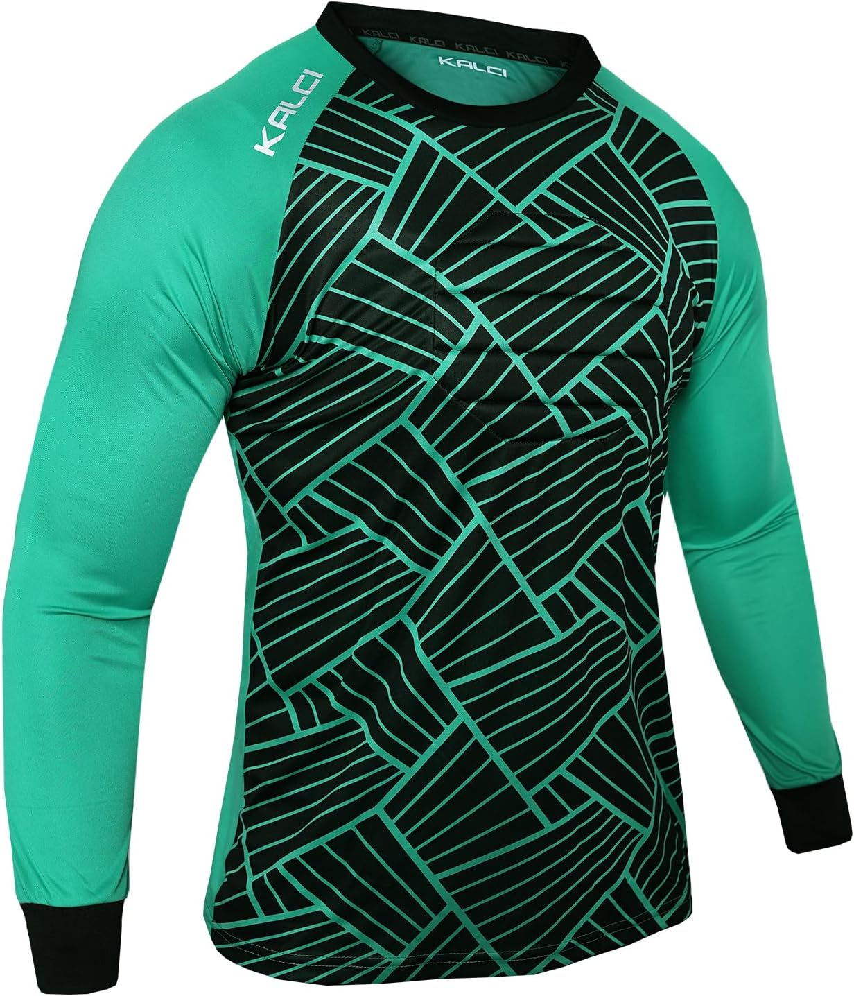 Kalci Hidden Chest Padding Soccer Goalie Jersey Youth & Adult. Long Sleeves Elbow Padded Goalkeeper Shirt for Boys & Girls