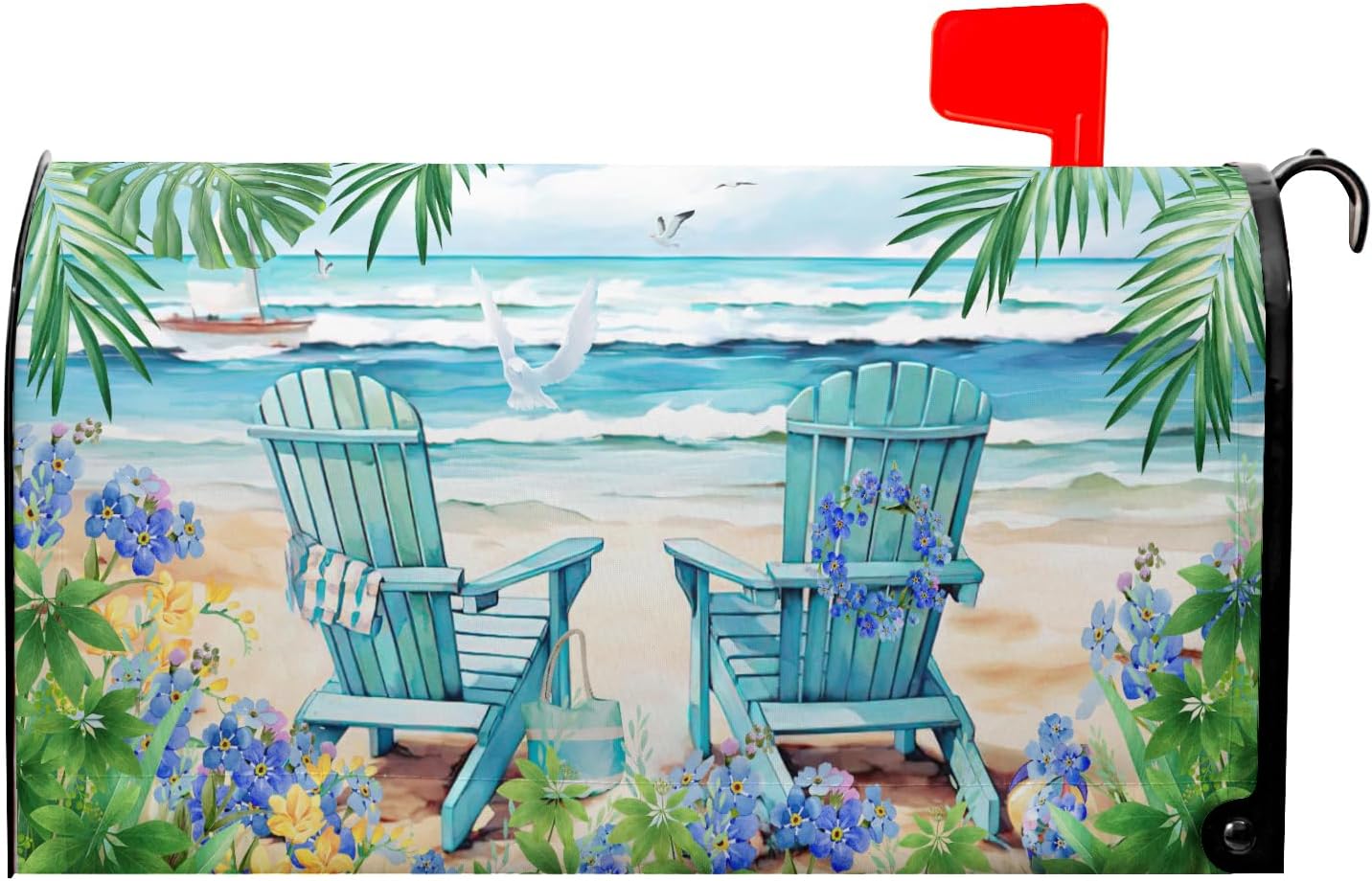 Summer Nautical Mailbox Covers Beach Life and Palm Leaf Mailbox Cover