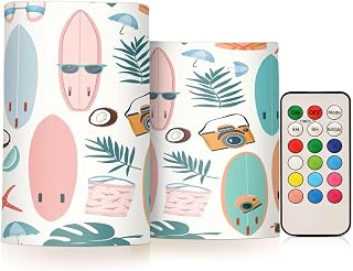 YETTASBIN Surfboards Flameless Candles with Remote Control and Timer, Adjustable Brightness Long Lasting Battery Operated LED Pillar Candles for Indoor Outdoor Party Home Decor, 2 Pack