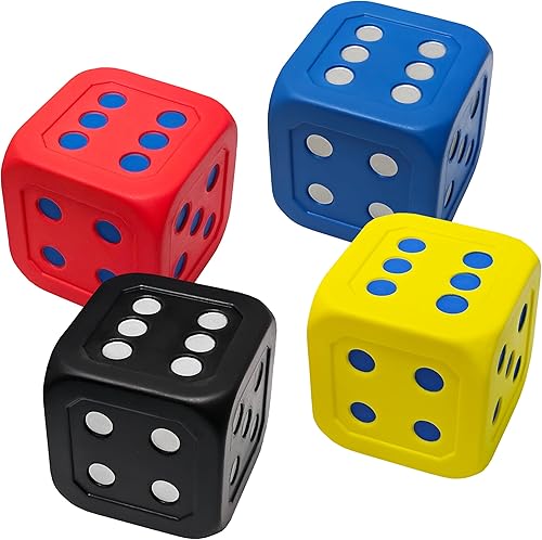 Macro Giant - Juego de 2 dados grandes de espuma de poliuretano de 6 pulgadas, color azul, enseñanza de matemáticas, ayudas de enseñanza, juegos de
