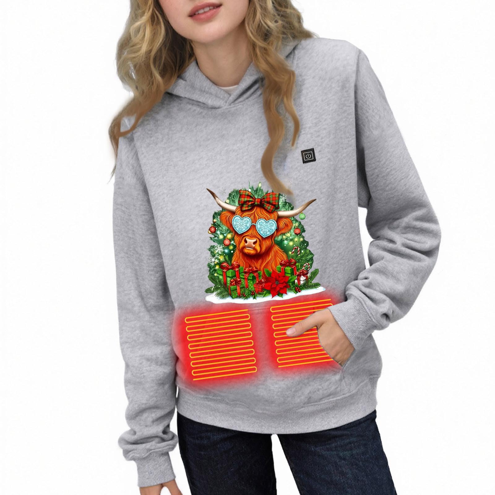 Felpe con Cappuccio Riscaldate per Bambini Felpa con Stampe Natalizie