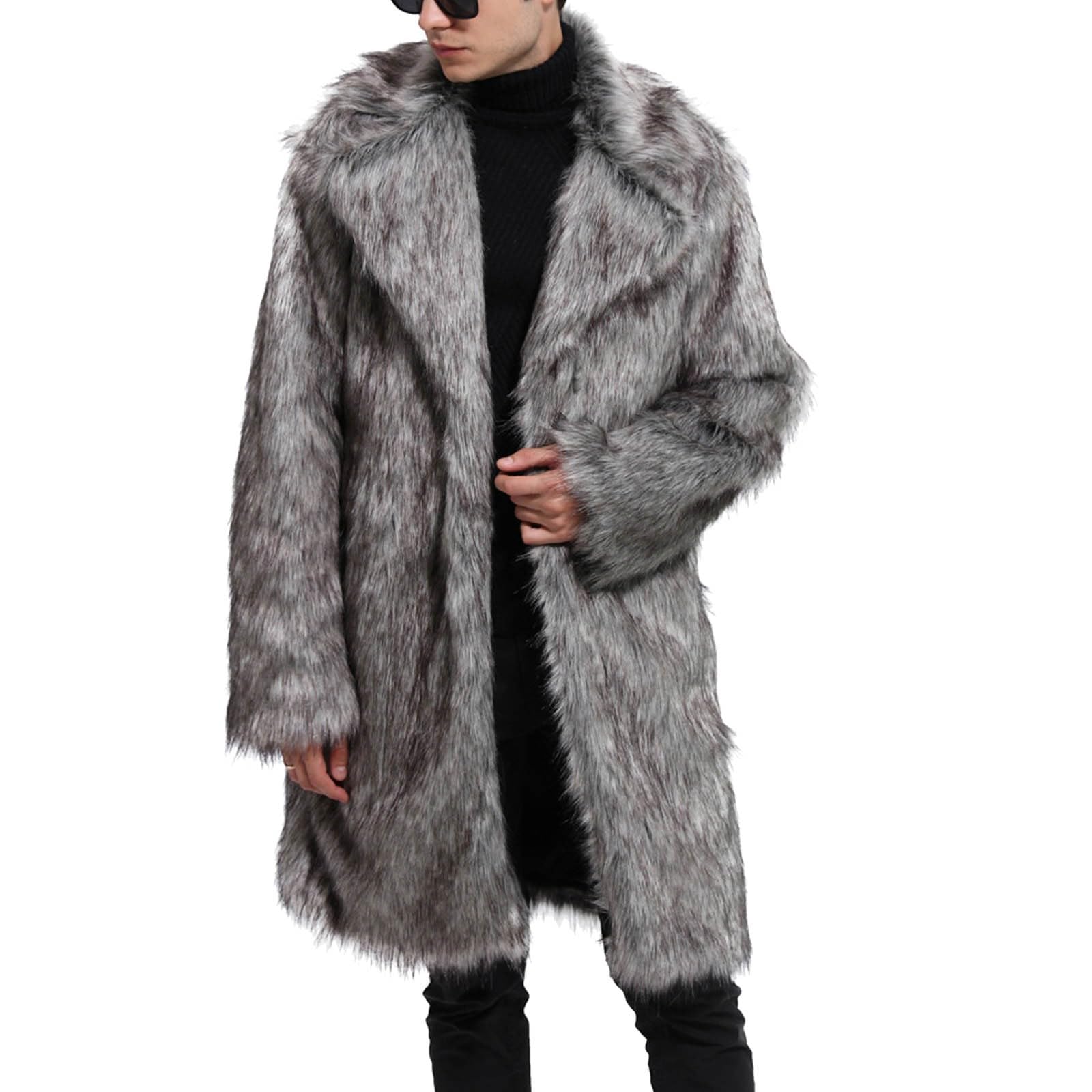 Herren Winter Einreiher Langarm Mantel Strickjacke mit Kunstpelz-Innenfutter wattierter Steppung für Outdoor-Aktivitäten bei Kälte eleganter Karomuster-Stoff hochwertige Knopfleiste vielseitig