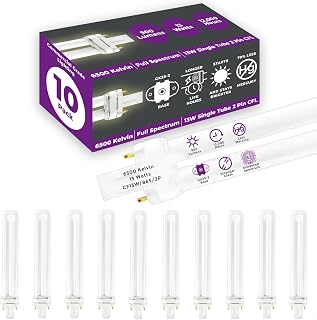 GoodBulb 13 Watt CFL Light Bulbs 2 Pin GX23 Base 6500K Full Spectrum 13W High Output 800 Lumens Single Tube Compact Fluorescent Light Bulbs Plug-in 10 Pack