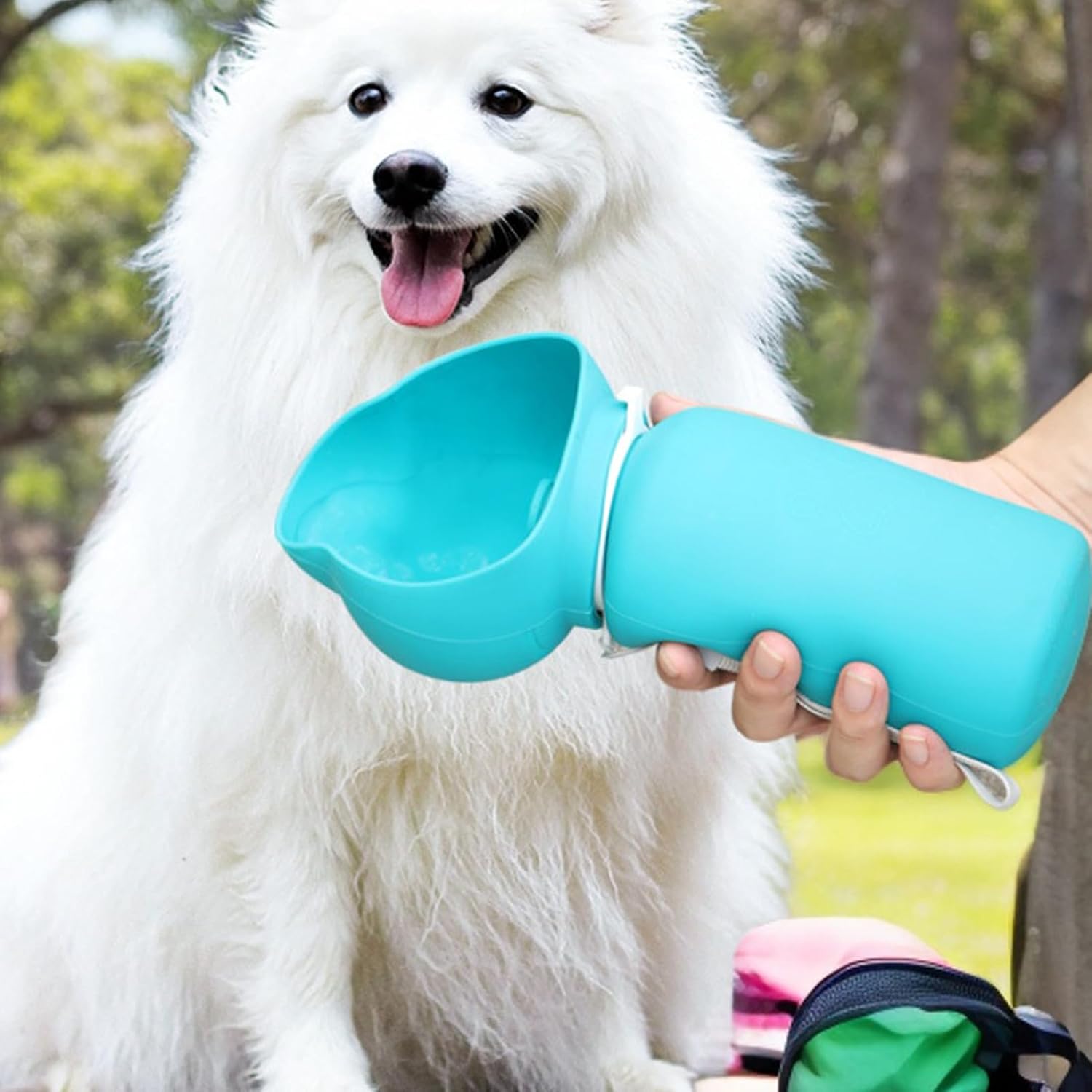 Portable Dog Water Bottle, Leak-Proof Dispenser 23.5x11x8cm, Foldable Dog Waterer, High-Temperature Resistant, Blue, Ideal for Hiking, Camping, Travel, Park, and Road Trips - Image 3