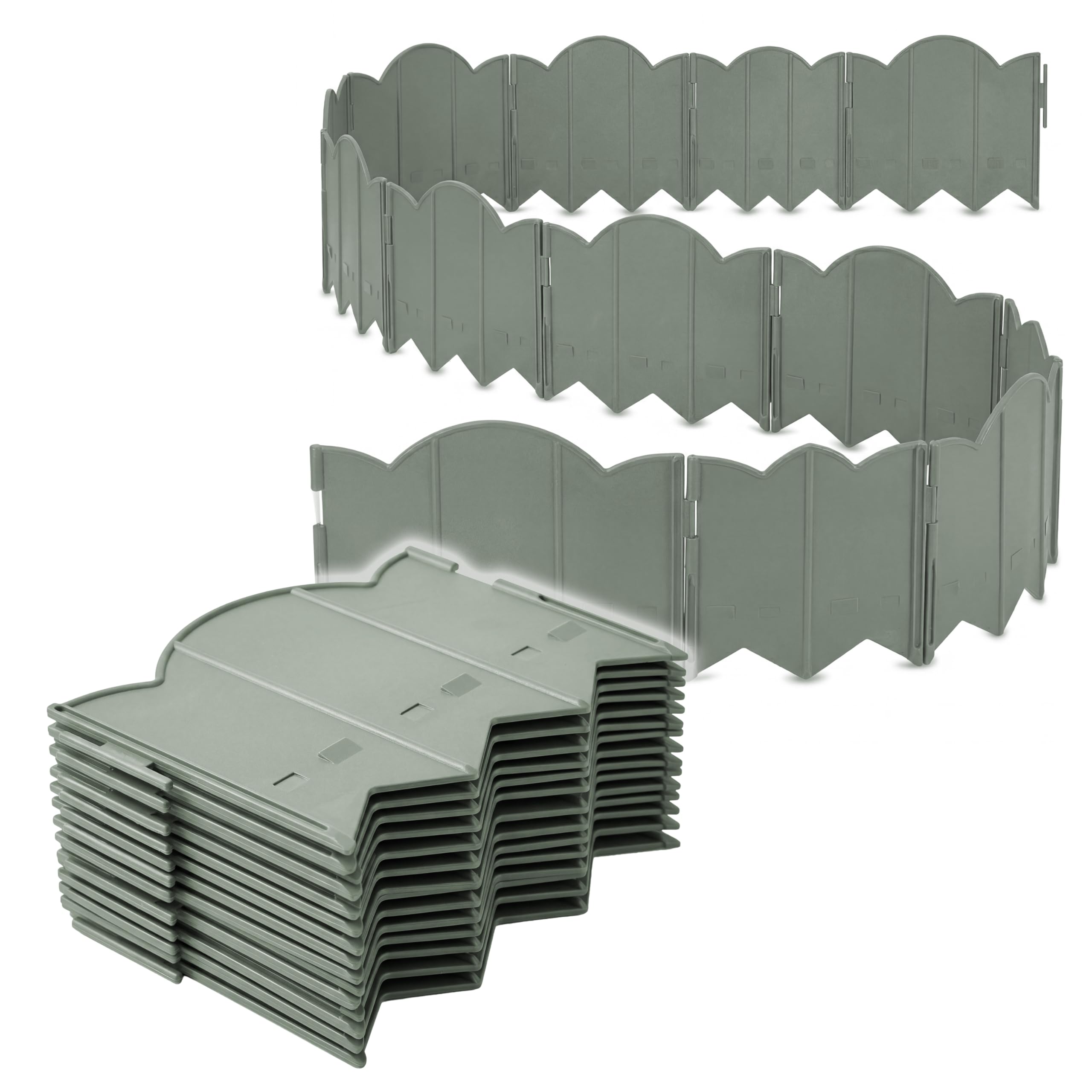 GEEZY Garden Lawn Edging Fence, Pack of 12, Green - Transform Outdoor Spaces, Interlocking Design, Weather Resistant, Easy Installation - Flower Beds, Grass Pathways, Landscaping Ideas, 2.45m / 8FT