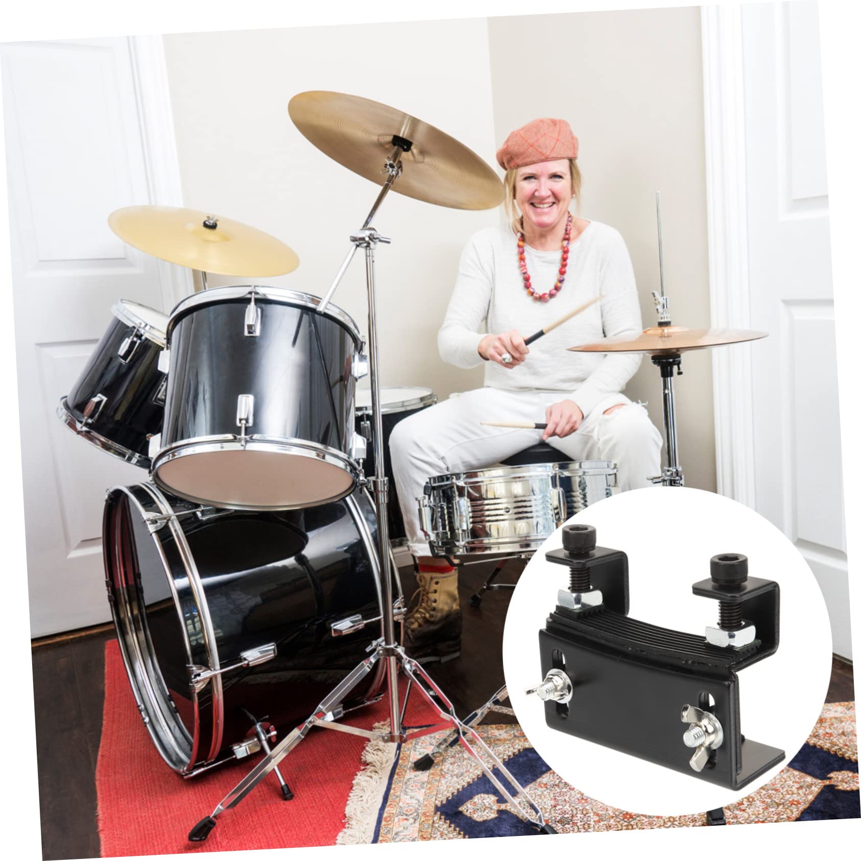 BESPORTBLE Basso Drum Riser Platform Metal Drum Riser Stand Adjustable Height Accessory Music Instrument Part
