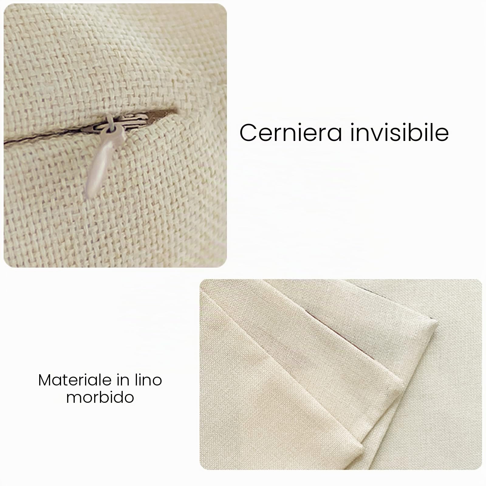 YCOLL Federe Confezione da 4 Copricuscini Decorativi Fodere in Lino 40x40cm Quadrate per Cuscino per Divano Sedia Cuscini