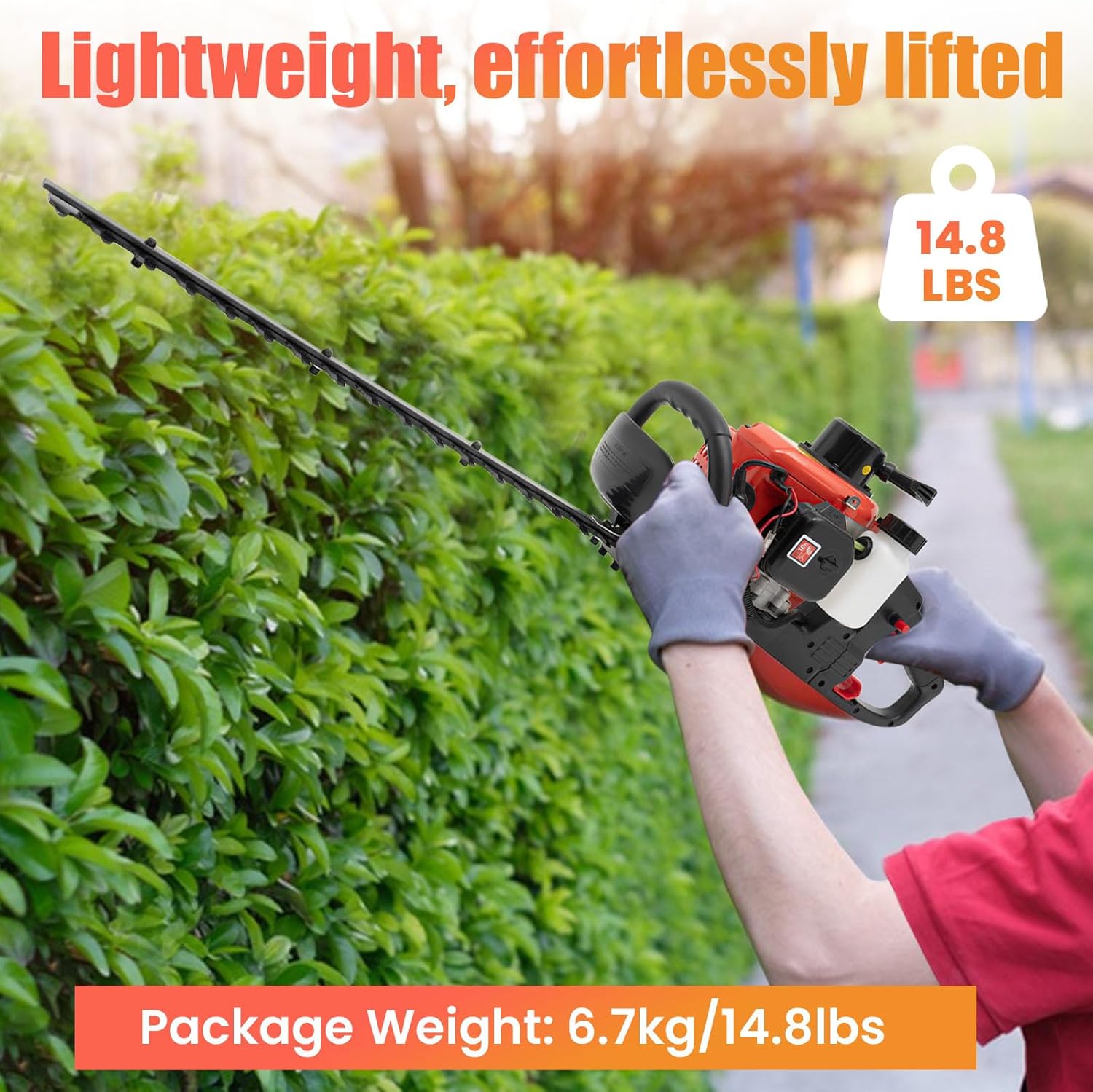 25.5-inch Gas-Powered Hedge Trimmer, 22.5cc Double Sided Dual Action Blade Hedge Trimmer for Home User and Gardener, Complete Accessories, Recoil-Type