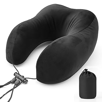 SLOVIC Neck Pillow for Travelling | Premium Memory Foam Pillow for Flight, Car, Bus, Train | 360° Neck Support with Soft Fabric | Travel Accessories | Includes Carrying Bag - image, photos