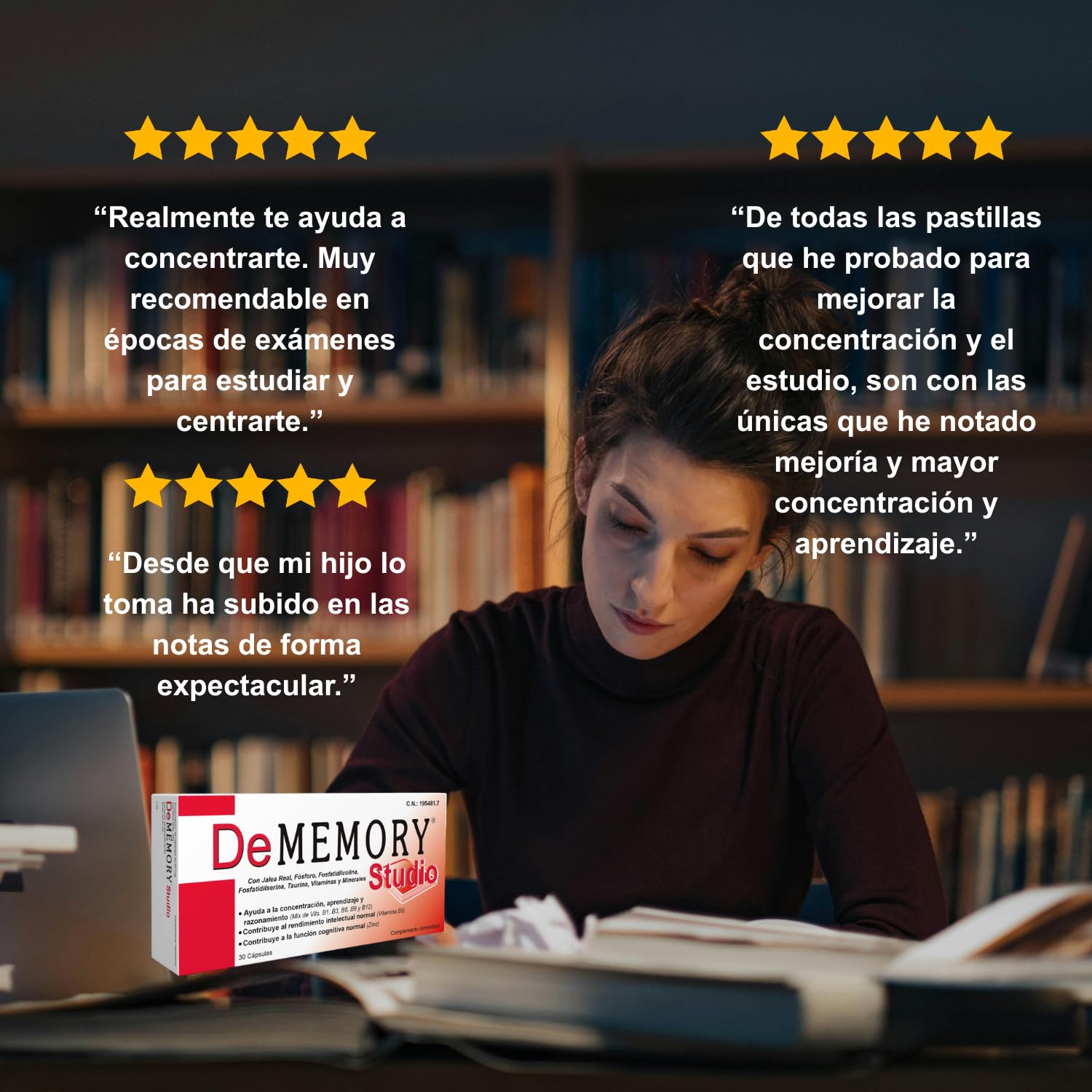 DeMemory Studio 30 Cápsulas - Pack 3 Unidades - Ayuda a la Concentración, Aprendizaje y Razonamiento - con Fosfatidilcolina, Fosfatidilserina, Taurina, Jalea Real, Vitaminas y Minerales