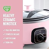Vista 3 de GreenLife 3.5QT Slow Cooker, PFAS-Free Non-Toxic Ceramic Nonstick Removable Interior Bowl, Programmable, Keep Warm, Stovetop & Oven Safe Pot