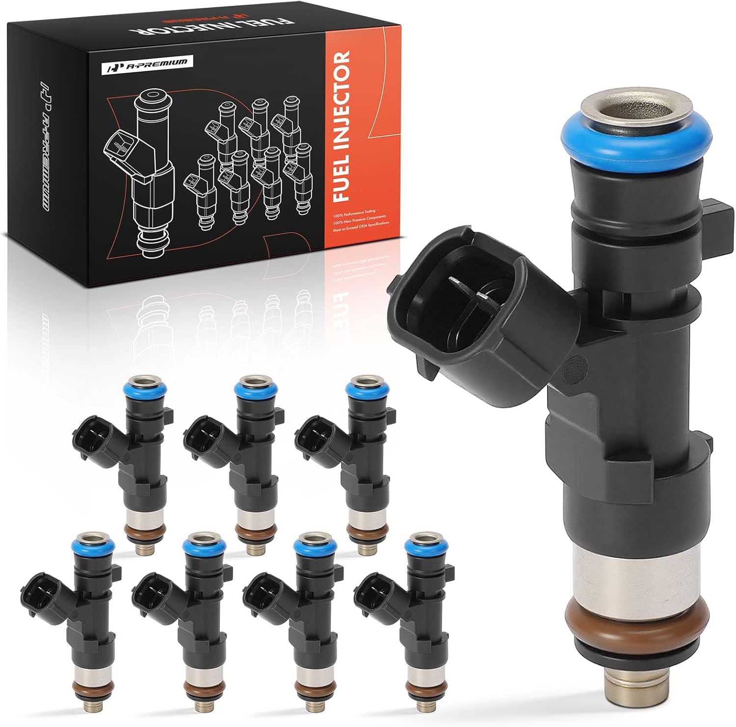 A-Premium Fuel Injectors Compatible with Nissan Pathfinder 08-12, Titan 04-15, NV2500, NV3500, Pathfinder Armada & Infiniti QX56 04-10, Petrol, Set of 8, Replace# 842-12298, 0280158007