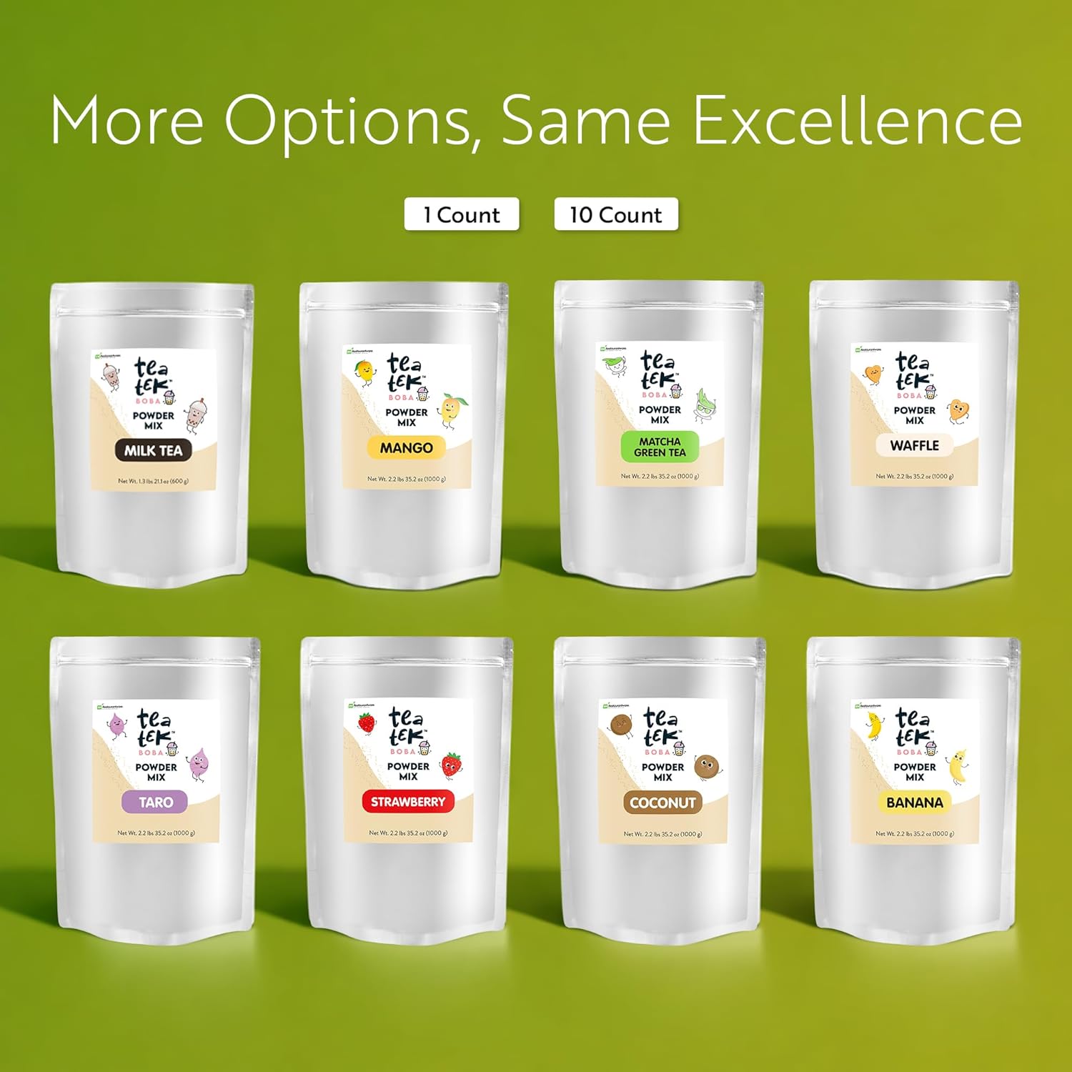 Tea Tek 35.2 Ounce Powder Mixes 1 Count Matcha Green Tea Powder Mix For Beverages - Edible Flavoring, Vaccum-Sealed, For Smoothies, Long Shelf Life, Milk Teas, Flavored Milk, And Blended Beverages