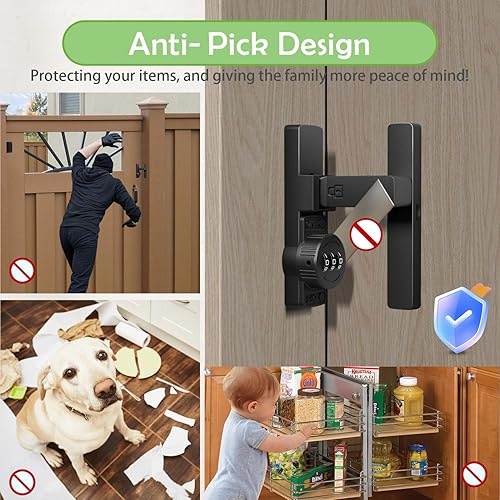 Miniatura 3 de Cerradura de puerta de granero abatible de 90 grados, pequeños cierres de puerta con combinación de contraseña de 3 dígitos, cerradura de seguridad