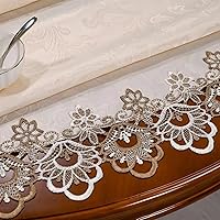 Vista 5 de ZMNSZBD Mantel de encaje bordado beige para mesa de centro de encaje, mantel ovalado de tela hueca, lavadora, secadora, cubierta contra el polvo