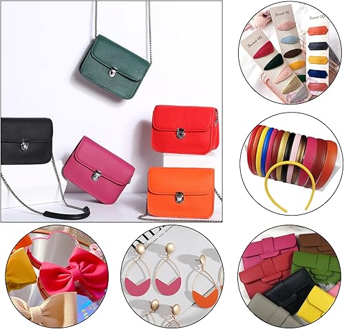 Miniatura 82 de Picheng Hojas de piel sintética de color sólido con textura de lichi, 13.8 x 53 pulgadas, rollo de piel sintética suave muy adecuado para hacer