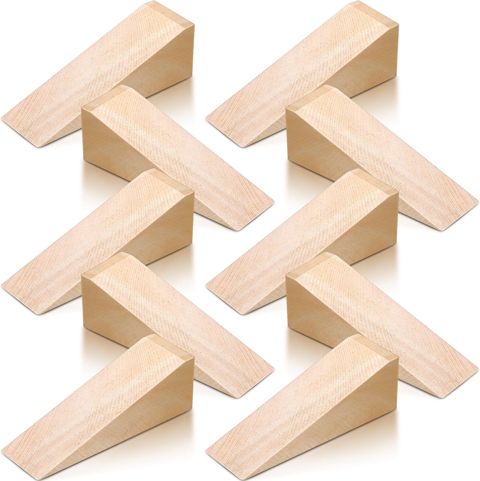 Treela Wooden Wedges for Chair Caning Supplies Wood Wedge Non Slip Wood Door Wedge Tool Triangle Block for Chair Caning Door Stop, 3.94 x 1.18 x 1.18 Inch(10 Pieces)