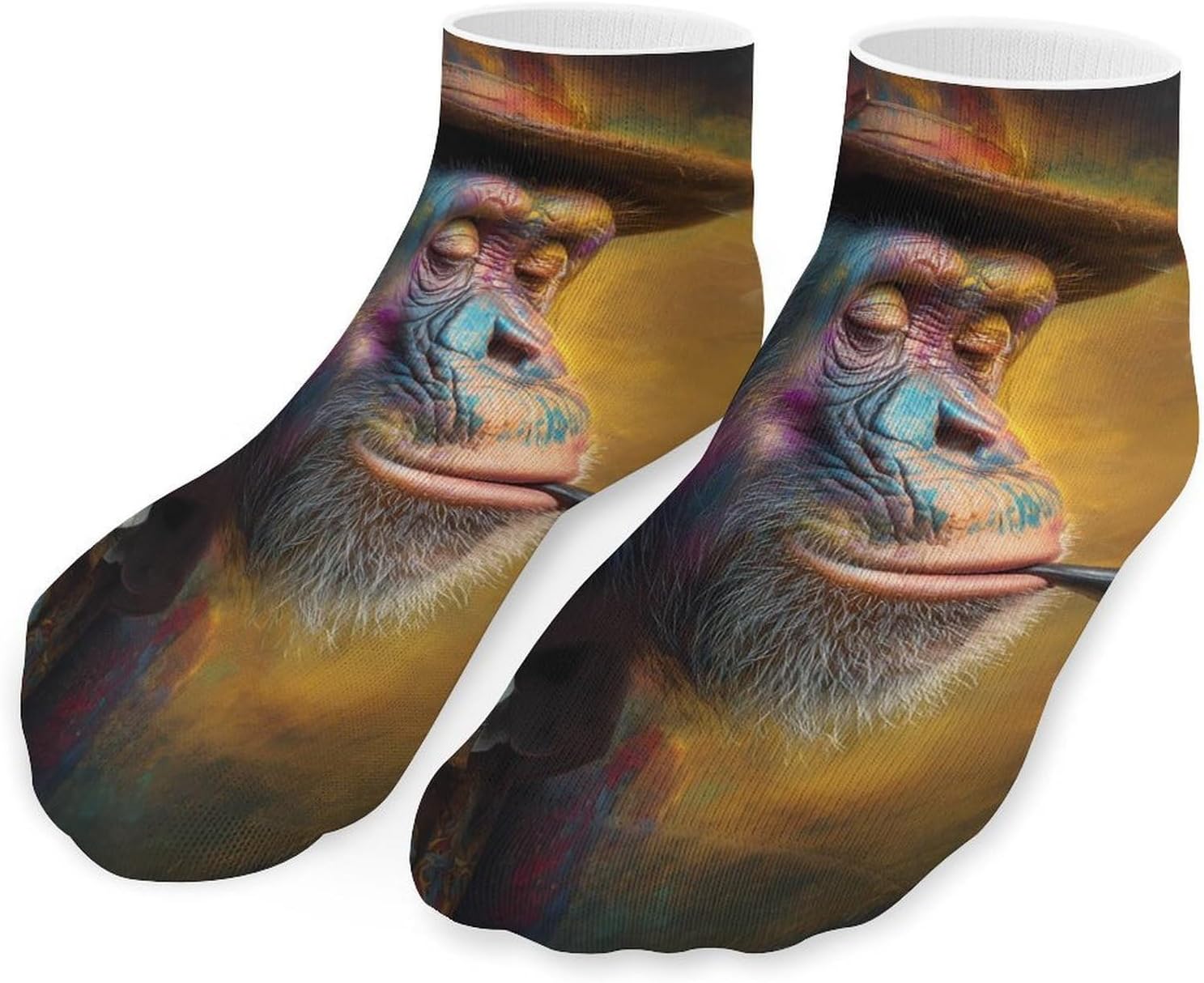 Funny Chimpanzee Monkey Smoking Men Socks No Show Low Cut Ankle Sock