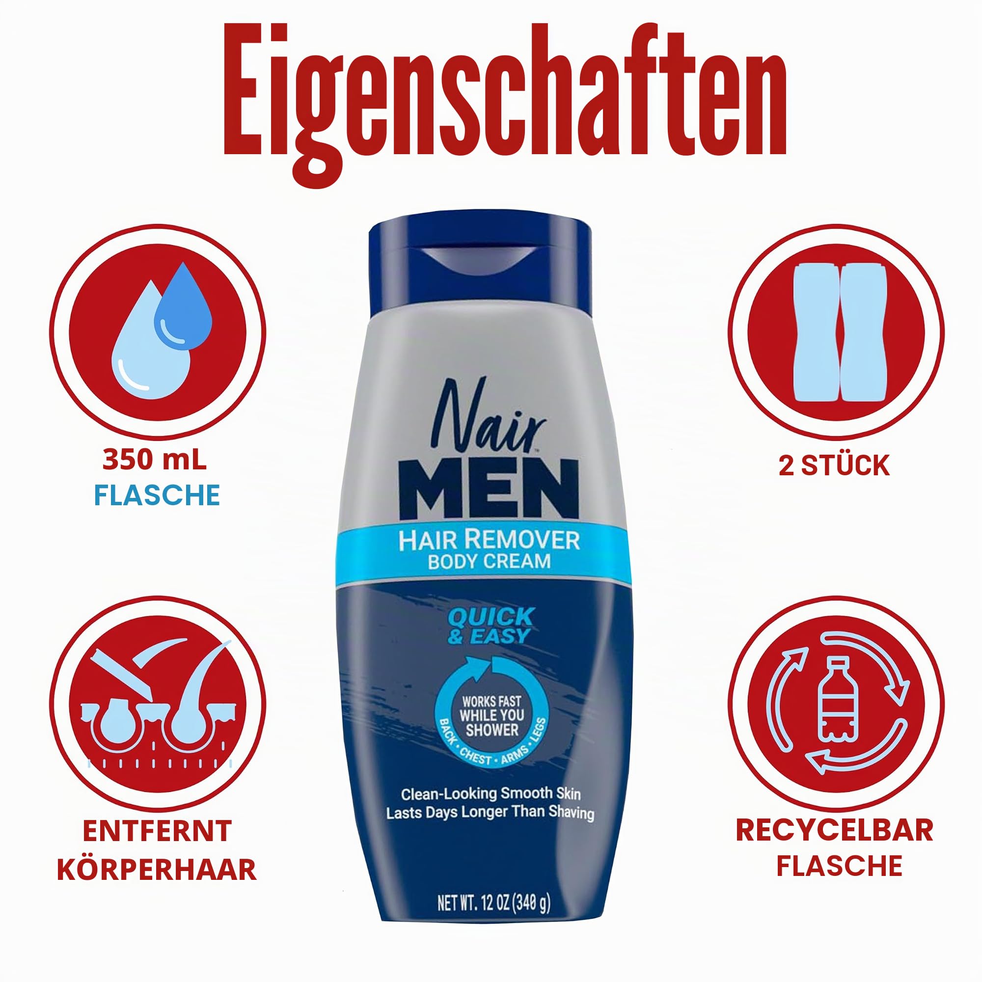 Nair Men Hair Removal Body Cream 13 oz by Nair