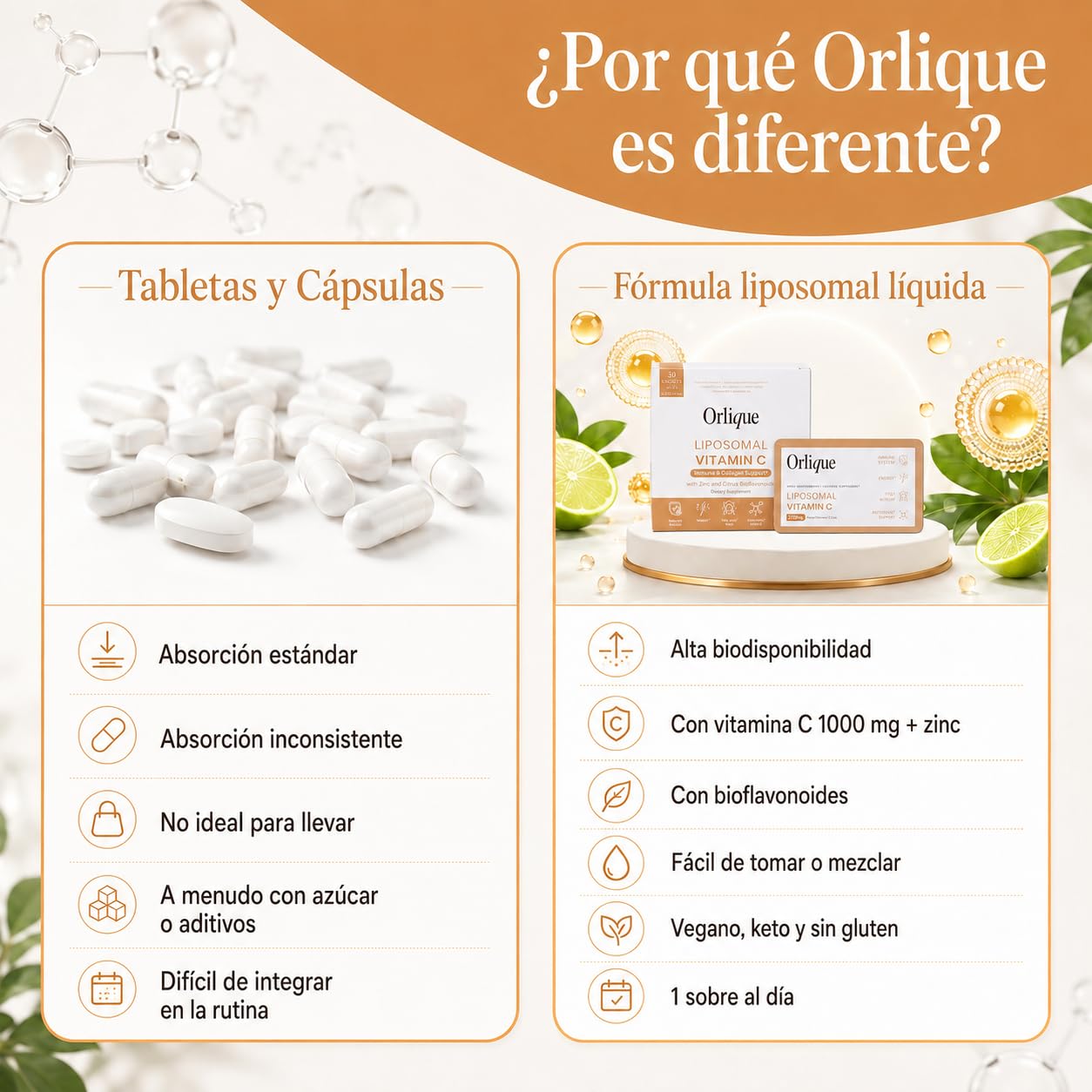 Liposomales Vitamin C 1000mg - Hochdosiert Flüssig mit Zink & Bioflavonoiden - Vegan & Keto-freundlich - Hohe Bioverfügbarkeit - 30 Sachets - Ohne Soja/Gluten, Natürliche Konservierung