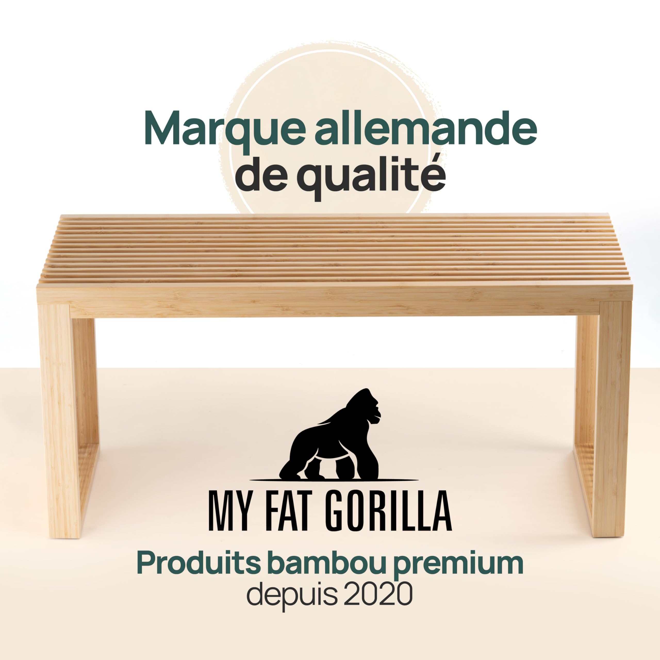 Banc Entree - Banc Bois Interieur - Bench - Banquette Entree en Bambou | BAM BOO BOX Banc Table à Manger 90x33x43cm - Petit Banc en Bois pour Salon, Chambre, Cuisine, Dressing, et Entrée
