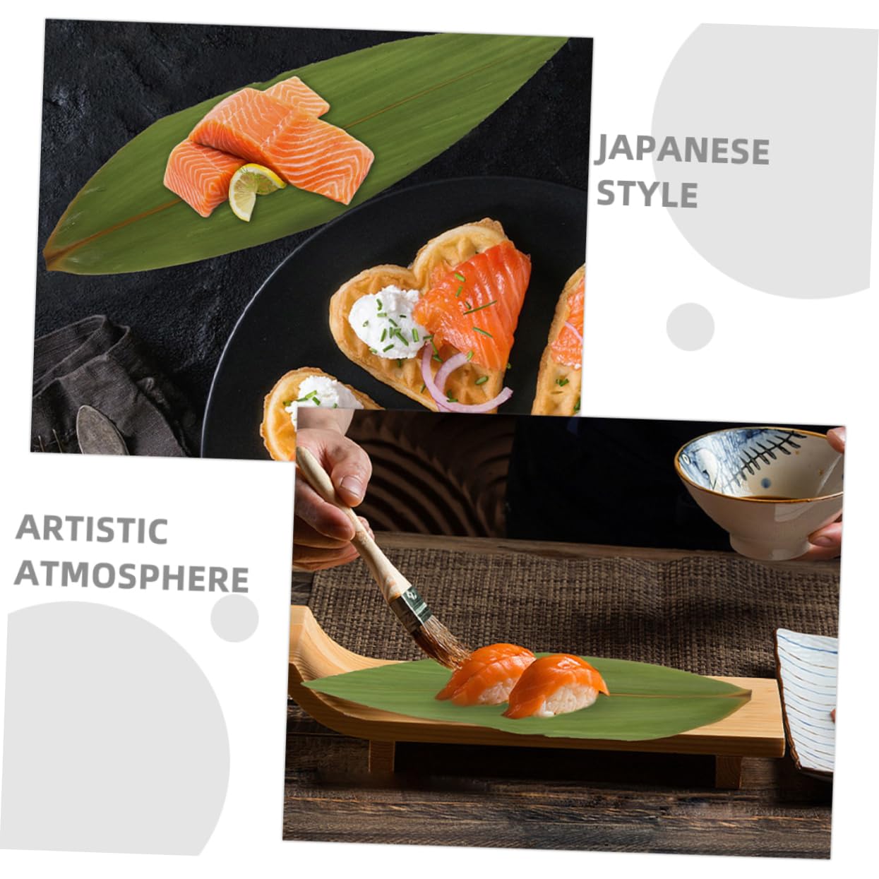 Gatuida 200pezzi Foglie di bambù per Sushi e Sashimi Foglie Decorative Vassoio per Sushi Giapponese Decorazione per Barche Forniture per Ristoranti