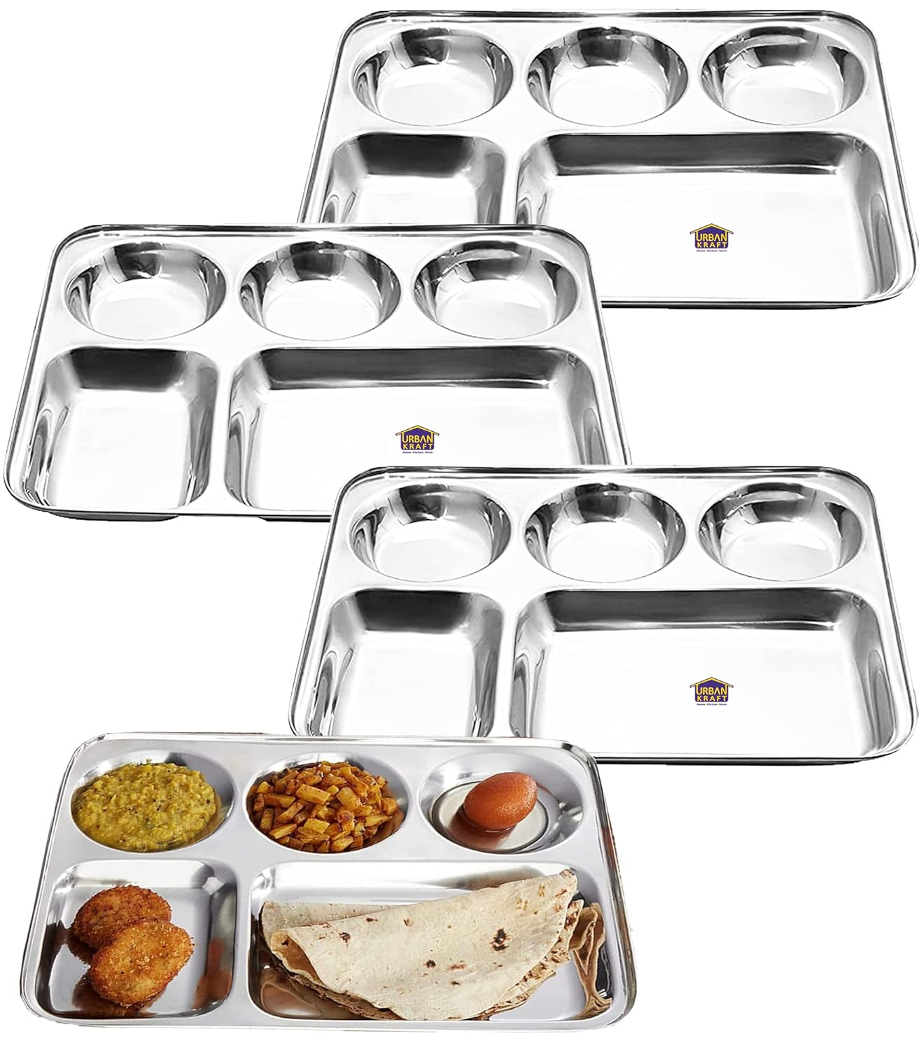 Buy URBAN KRAFT 5In1 Stainless Steel Plates with Compartments/Bhojan