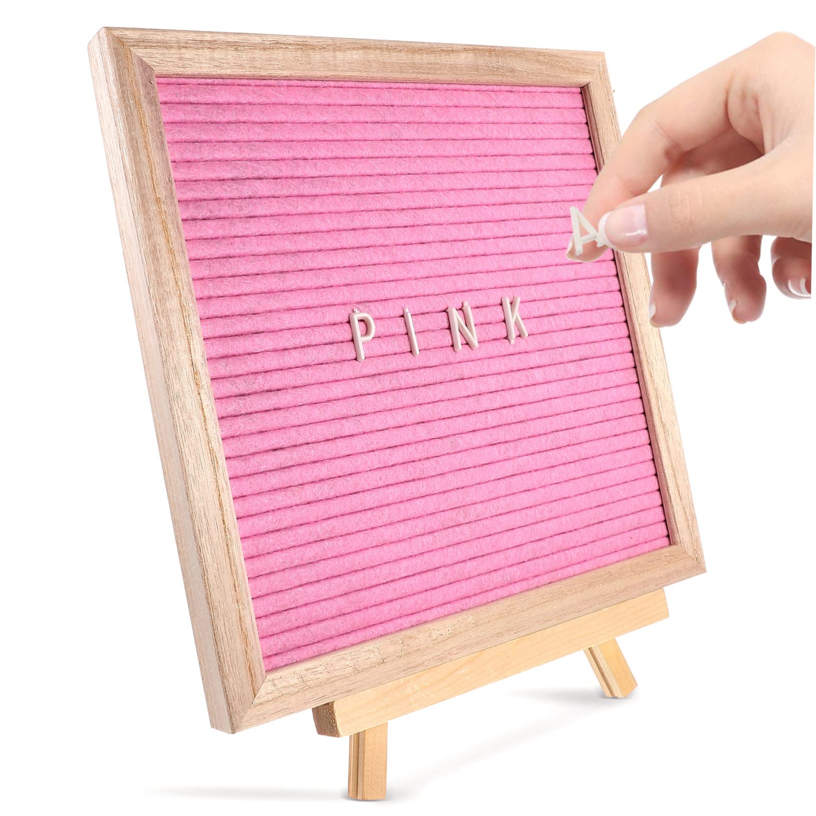 Tableau à Lettres en Feutrine Double Face en Bois Rose 1 Set