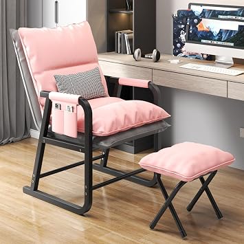 Armchair Recliner, Single Upholstered Sofa Recliner with Footrest, Upholstered Living Room Reading Chair, Ergonomic Office Chair, Desk Chair for Living Room, Bedroom.,Pink
