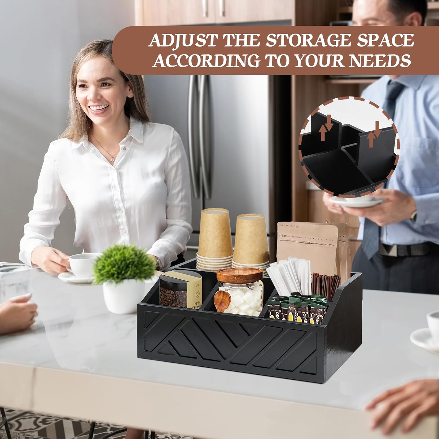 Ukonvi Coffee Pod Holder and Bar Accessories, Wood Station Organizer for Decor, Syrup and Condiment Organizer, Black