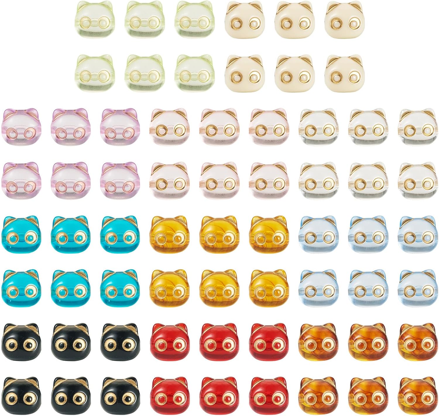 Craftdady 88 pcs Vintage Acrylic Cat Beads for Jewelry Making Golden Metal Enlaced Cat Head Shape Spacer Beads Mixed Color Kitten Animal Loose Beads 12.5x13x11 mm for Keychain Bracelet Necklace Making