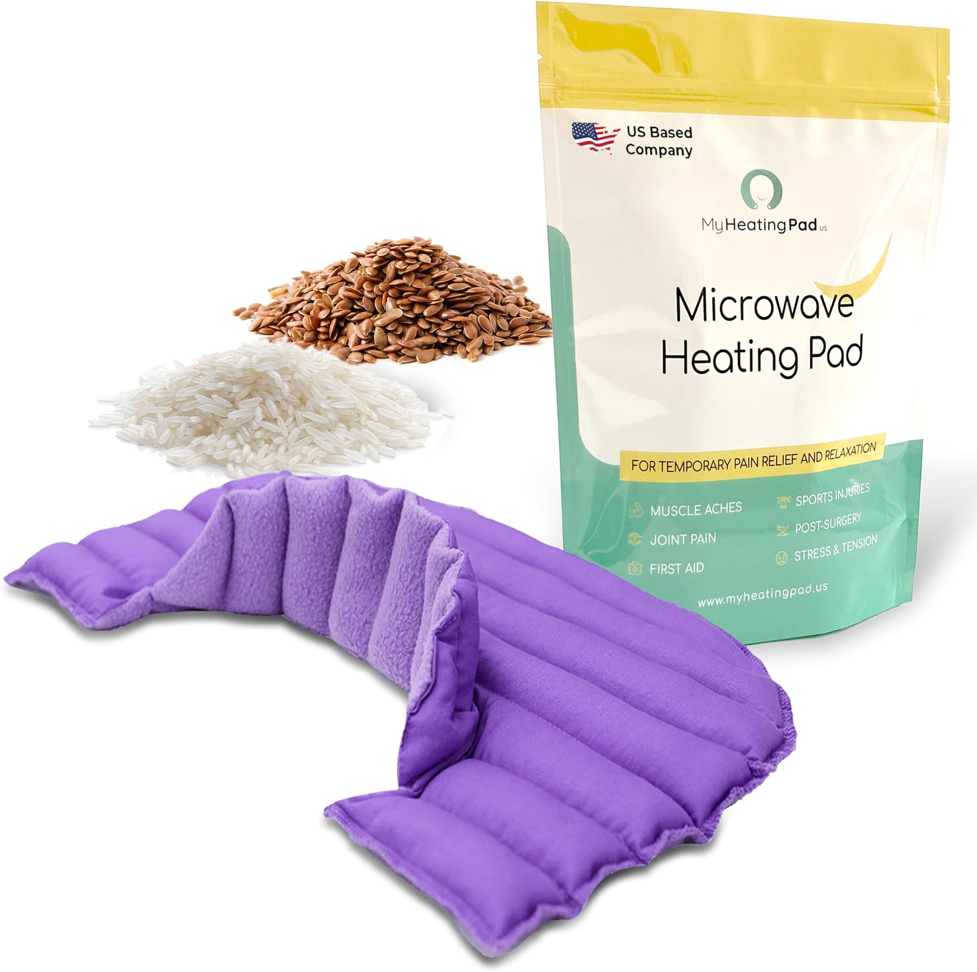 My Heating Pad for Neck and Shoulders Pain Relief | Moist Heat Heating Pad | Neck Heating Pad Microwavable | Shoulder Heating Pad for Sore Muscles, Stress, Tension | Hot Rice Bags Therapy -Purple Plus