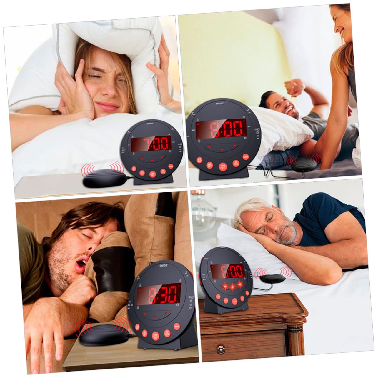 Gadpiparty Starker Digitaler Vibrationswecker mit Bettvibrator Großer Display rutschfest für Gehörlose und Senioren Wecker für Tiefschläfer und Hörgeschädigte