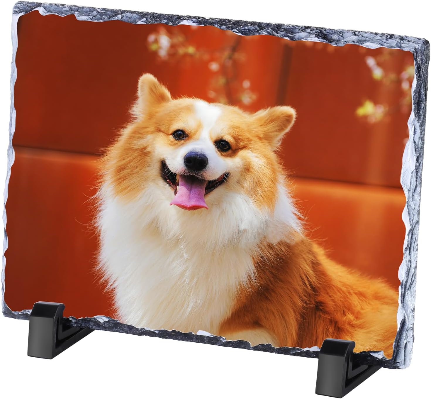 Custom Rock Slate Photo Frame - Personalized Photo Stone Frame Plaque Dog Memorial Gifts For Loss Of Dog,Pet Loss Gifts,Dog Memorial Picture Frame,Pet Sympathy Gifts,Heart 7.87 * 7.87in