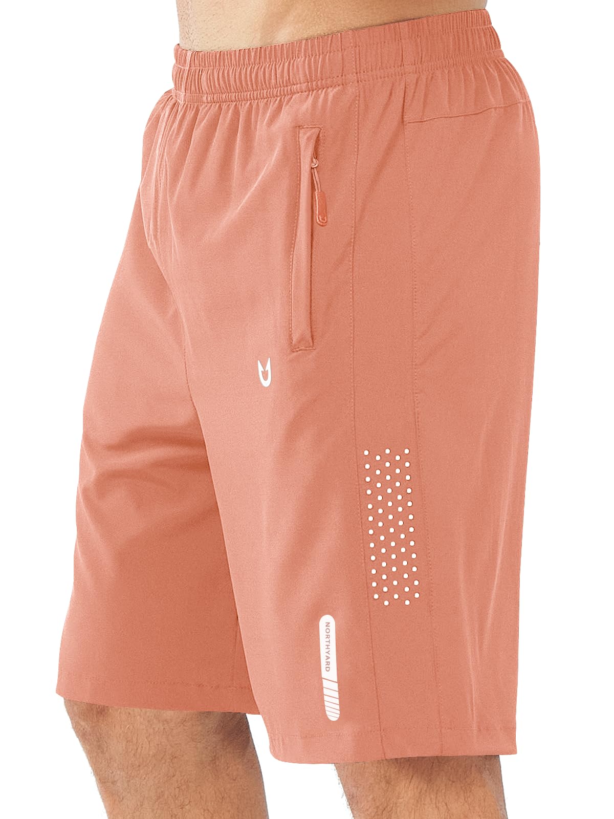 NORTHYARD Sportliche Laufshorts für Herren, schnelltrocknend, Workout-Shorts, 17,8 cm/12,7 cm/22,9 cm, leicht, Sport, Fitnessstudio, Basketball, Tennis, Wandern, Pinkorange, Klein